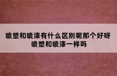 喷塑和喷漆有什么区别呢那个好呀 喷塑和喷漆一样吗